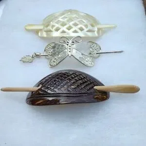 VINTAGE Bundle of ((3)) Two-Piece Hair Pin Bun Holder Up do Amazon.com : 6 Piece Metal Hair Side Combs Hair Fork Clip  main image 4